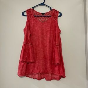 Bright pink open shoulder top